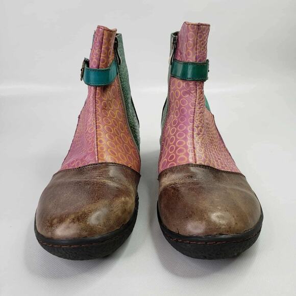 L'Artiste by Spring Step Leather Indigo Boot Patchwork Multicolor 41 US 10 - Picture 6 of 9